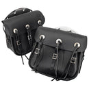 Samwel 36-43 Style Leather Saddlebags for Harley 36-57 rigid Big Twin (Replaces OEM: 11785-36 / 11785-36B) / Black  - Customhoj