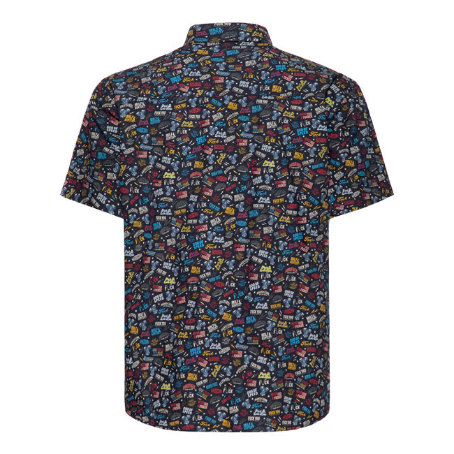 King Kerosin Gedrukt opstandig shirt met korte mouwen