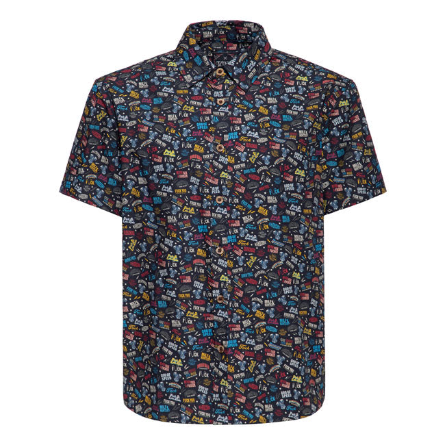 King Kerosin Gedrukt opstandig shirt met korte mouwen