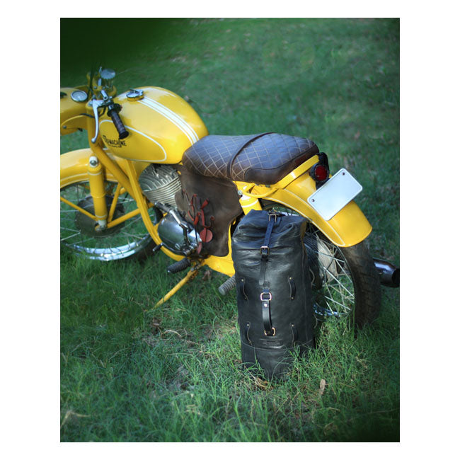 Trip Machine Vintage lederen militaire motorfiets reistas