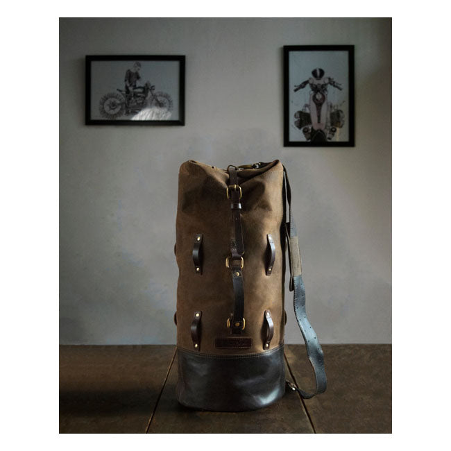 Trip Machine Vintage lederen militaire motorfiets reistas