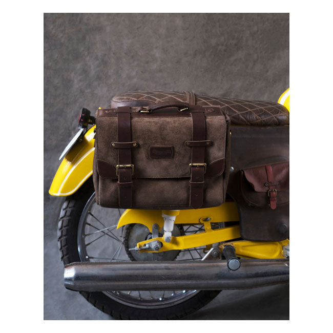 Trip Machine Vintage lederen motorzadeltas Warrior