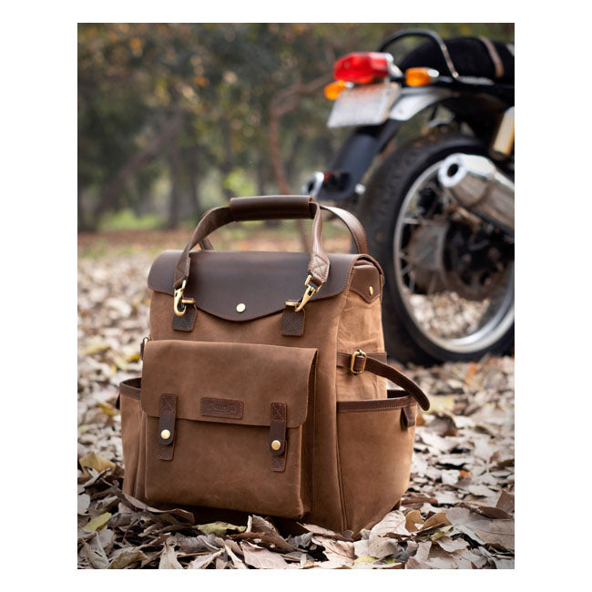 Trip Machine Vintage lederen Outlander motorfiets zadeltas / rugzak