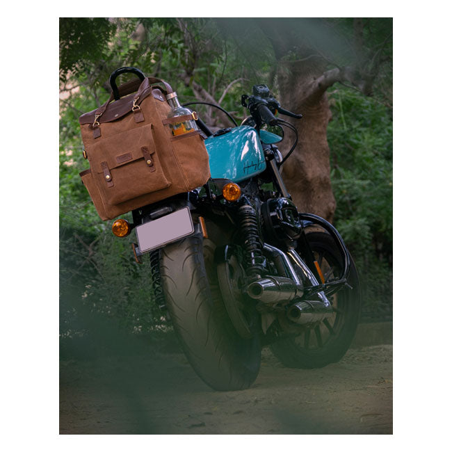Trip Machine Vintage lederen Outlander motorfiets zadeltas / rugzak