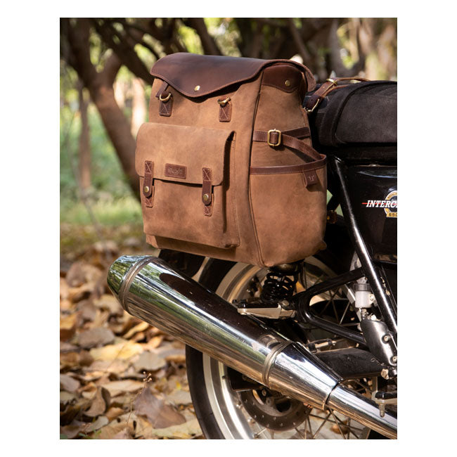Trip Machine Vintage lederen Outlander motorfiets zadeltas / rugzak