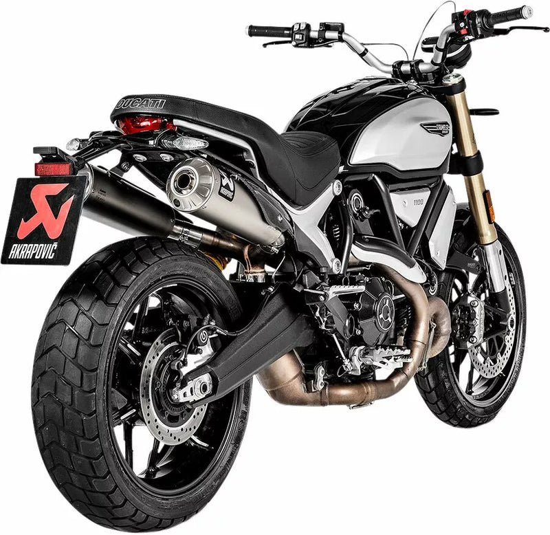 Akrapovic Slip-On Series Muffler for Ducati 18-20 Scrambler 1100 (Dual titanium mufflers with titanium end caps) (EC/ECE Approval) (S-D11SO4-HBFGT)