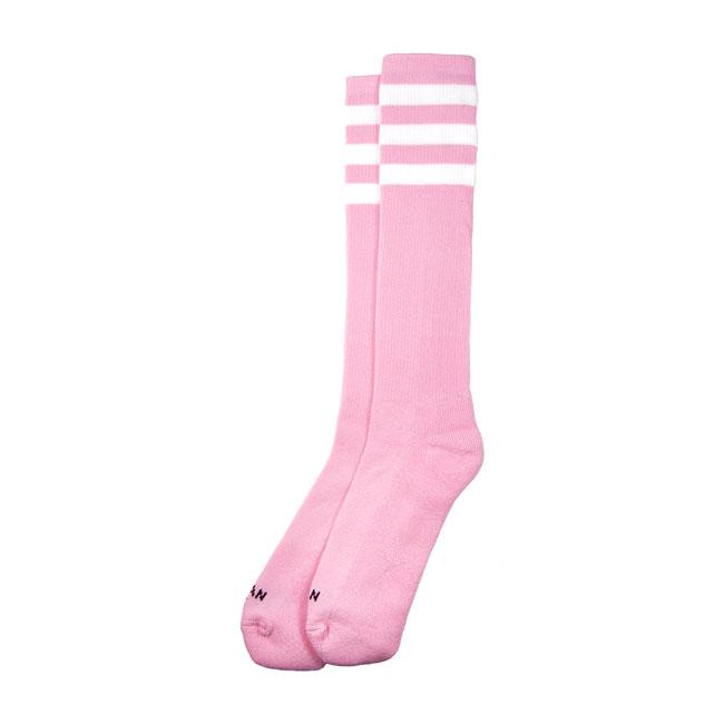 American Socks Knee High Bubblegum Triple White Striped