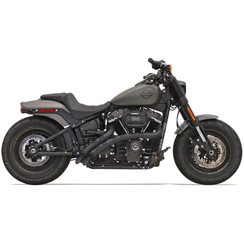 Bassani Sweeper Radial Exhaust System for Harley 18-24 Softail / Black with black slotted heat shields  - Customhoj