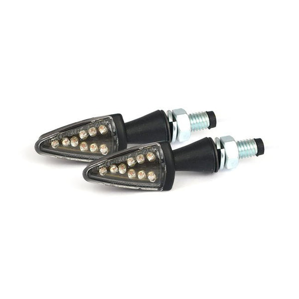 Black Peak LED Motorcycle Turn Signals Clear / Smoke Clear