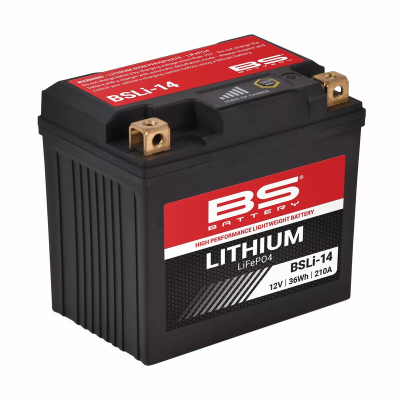 BS Battery High Performance Lithium LiFePO4 Motorcycle Battery BSLI-14 (3AH / 210CCA / 0.77KG / 114x70x105mm)