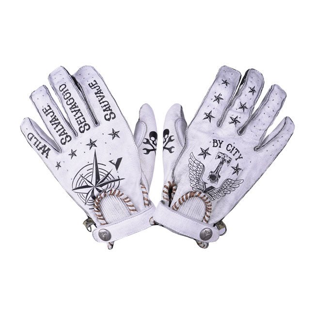 By City Second Skin Tattoo Motorcycle Gloves White / XS