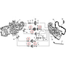 Onderdelendiagram nokkenaandrijving / -deksel Exploded View voor 54-90 Harley Sportster