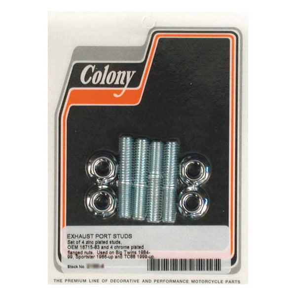 Colony Exhaust Stud & Nut Kit for Harley 84-25 Big Twin (Replaces OEM: 16715-83 / 10900015 & 7593)  - Customhoj
