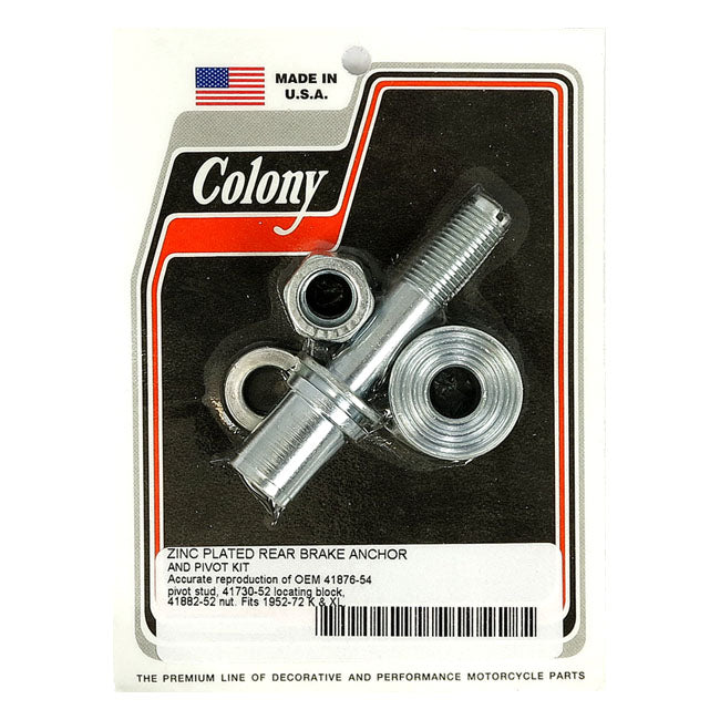 Colony Rear Brake Anchor Bolt Kit for Harley Sportster 52-72 K / KH / XL / Zinc