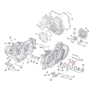 Crankcase Parts Diagram Exploded View for 91-03 Harley Sportster 29) 91-99 XL. Retaining ring, sprocket shaft bearing. Replaces OEM: 9119A