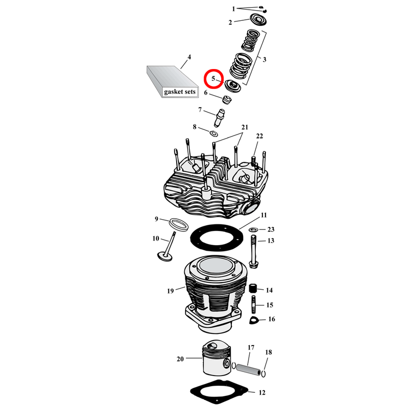 Cylinder Parts Diagram Exploded View for Harley Shovelhead