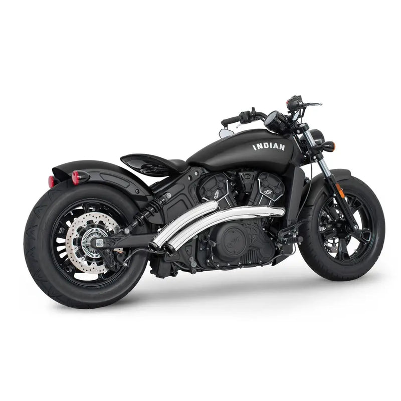 Freedom Performance Radical Radius Exhaust for Indian 15-24 Scout / Chrome / Straight Star Sculpted Black  - Customhoj