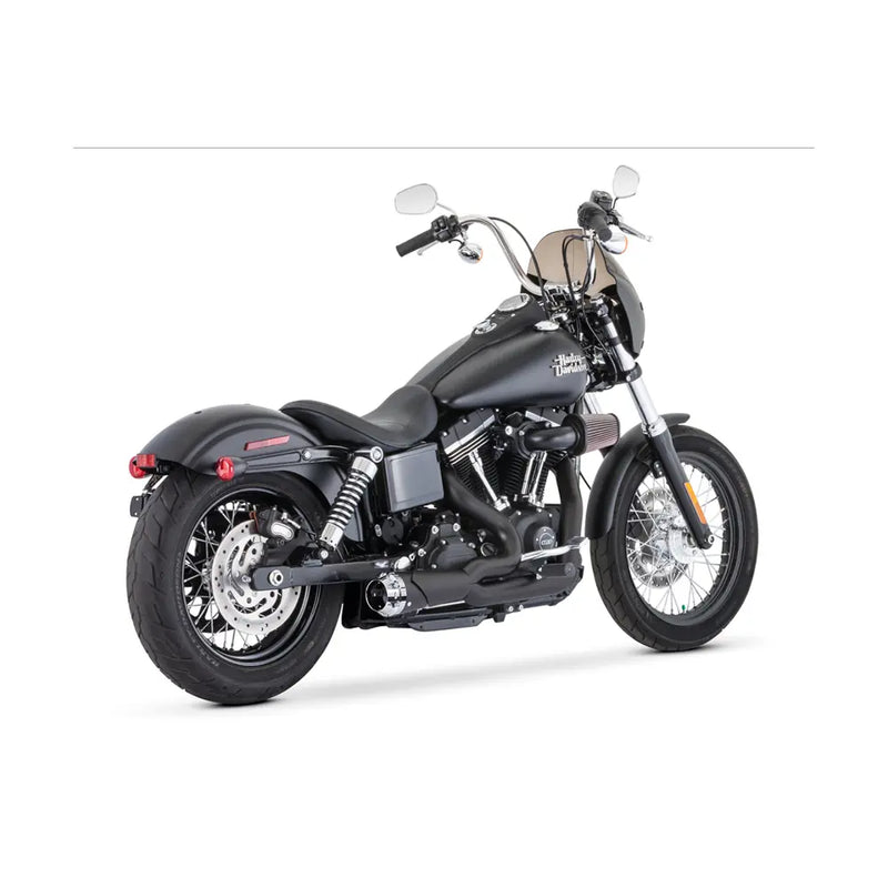 Freedom Performance Shorty American Outlaw 2-into-1 Exhaust for Harley 06-17 Dyna / Black / Chrome  - Customhoj