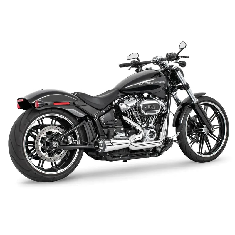 Freedom Performance Shorty American Outlaw 2-into-1 Exhaust for Harley 18-25 Softail (read note) / Chrome / Sculpted Black  - Customhoj