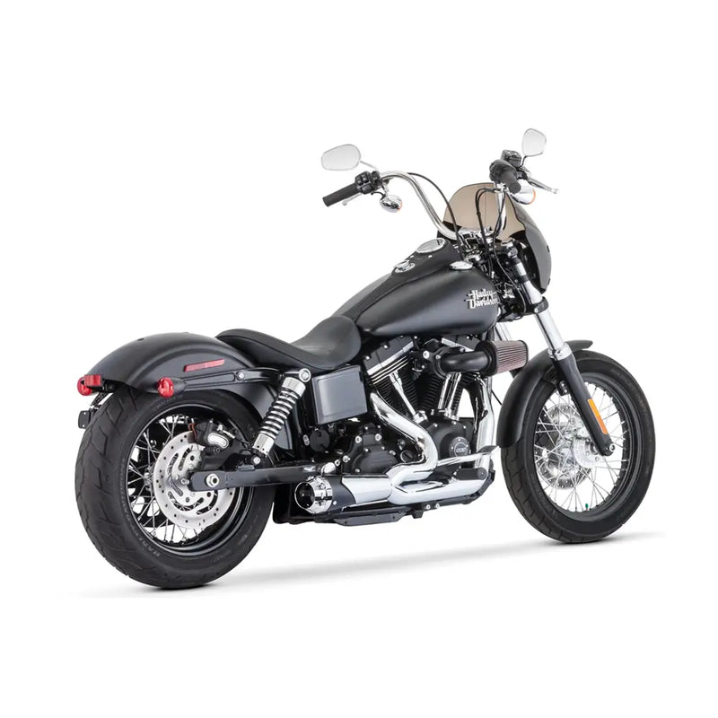 Freedom Performance Shorty American Outlaw 2-into-1 Exhaust for Harley 91-05 Dyna / Chrome/Black / Chrome  - Customhoj