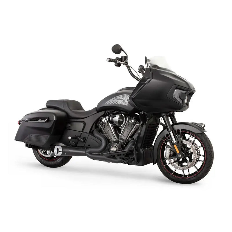 Freedom Performance Shorty Turn Out Straight Cut 2-into-1 Exhaust for Indian 20-25 Challenger / Pursuit / Black / Chrome  - Customhoj