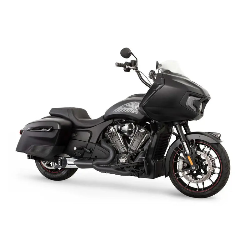 Freedom Performance Shorty Turn Out Straight Cut 2-into-1 Exhaust for Indian 20-25 Challenger / Pursuit / Black/Chrome / Sculpted Black  - Customhoj