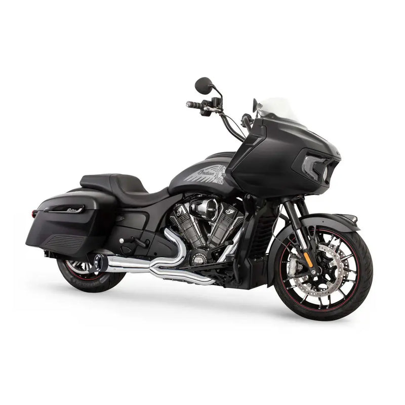 Freedom Performance Shorty Turn Out Straight Cut 2-into-1 Exhaust for Indian 20-25 Challenger / Pursuit / Chrome / Sculpted Black  - Customhoj