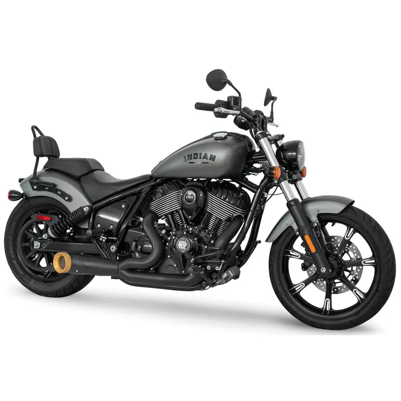 Freedom Performance Shorty Turn Out Straight Cut 2-into-1 Exhaust for Indian 22-25 Chief / Black / Gold  - Customhoj