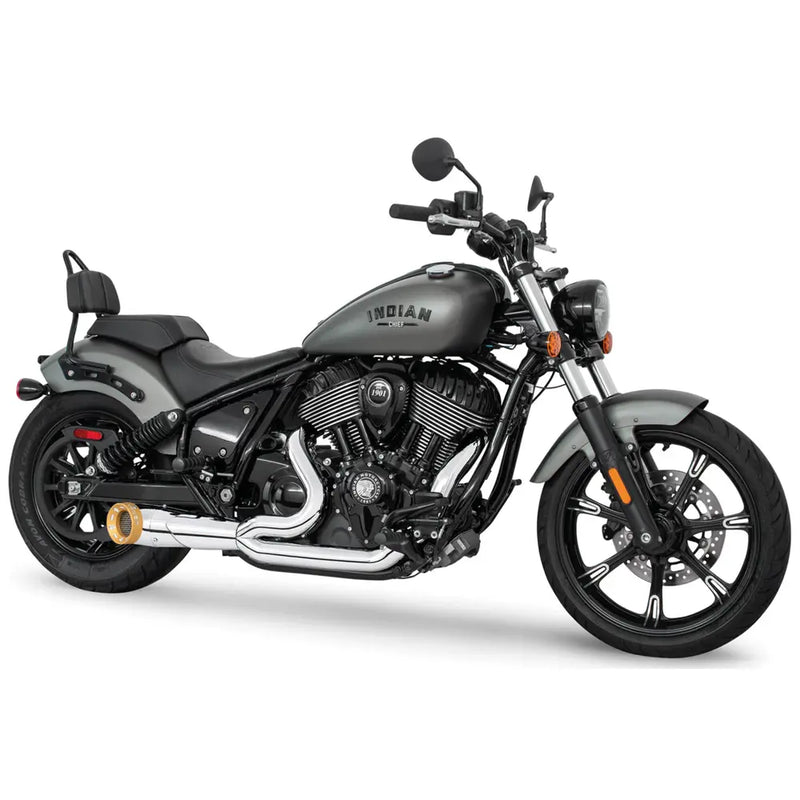 Freedom Performance Shorty Turn Out Straight Cut 2-into-1 Exhaust for Indian 22-25 Chief / Chrome / Sculpted Gold  - Customhoj