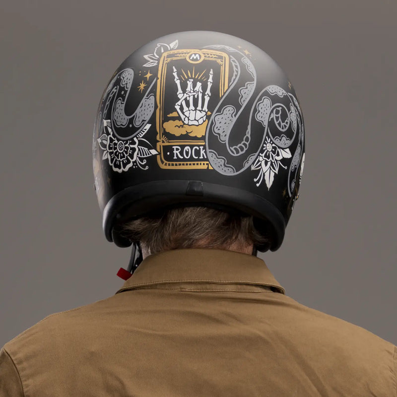 DMD Retro grafische open motorhelm