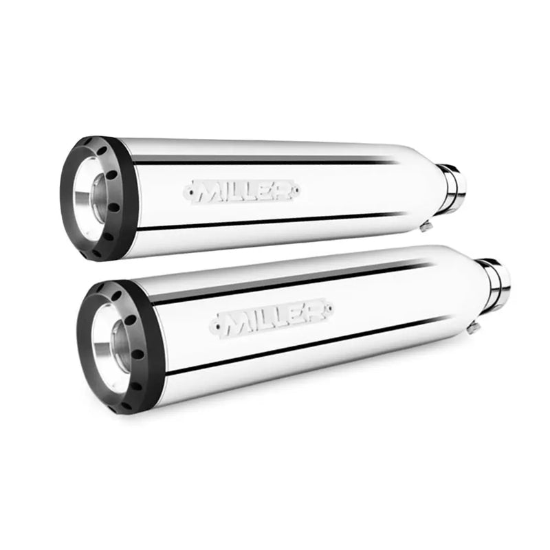 Miller Utah Euro 3/4 Slip-On Mufflers for Harley 2017 Dyna Fat Bob (103" engine) / Polished / Slash Cut Matte Black  - Customhoj