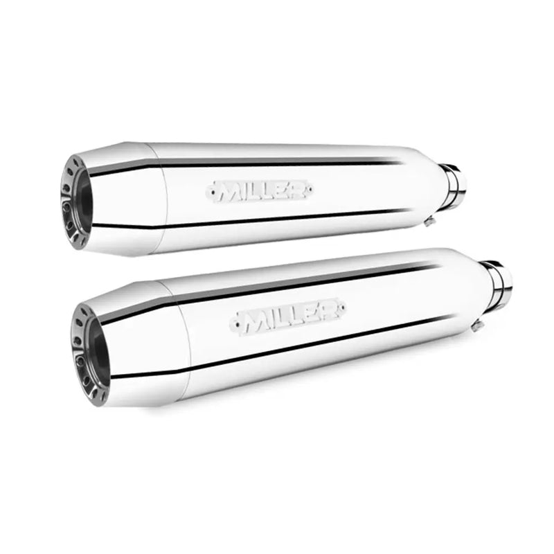 Miller Utah Euro 3/4 Slip-On Mufflers for Harley 2017 Dyna Fat Bob (103" engine) / Polished / Slash Cut Polished  - Customhoj