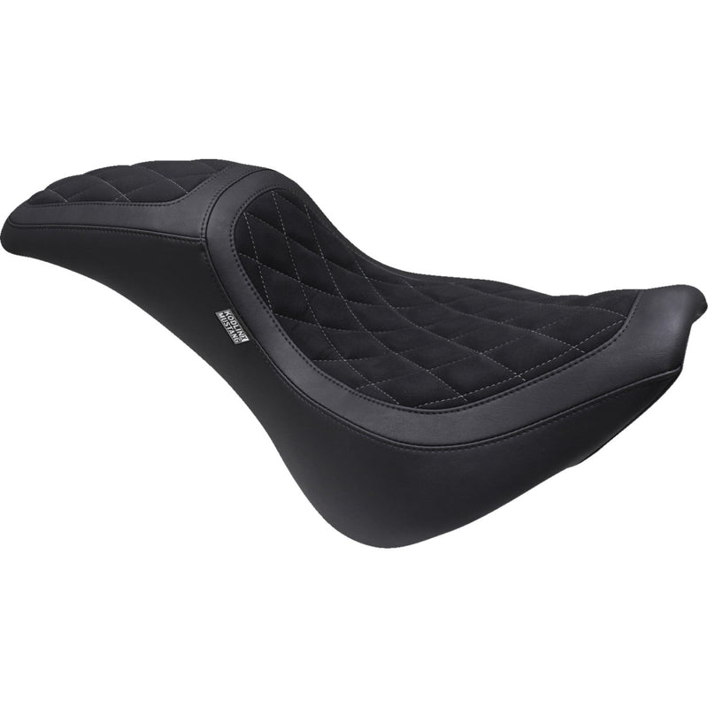 Mustang Fastback 2-Up Seat By Kodlin for Harley 18-25 Softail Street Bob / Black / Gray / Diamond / Alcantara  - Customhoj