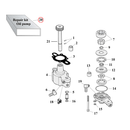 Oil Pump Parts Diagram Exploded View for 77-90 Harley Sportster 20) 52-76 K, KH, XL. James, oil pump gasket & seal kits