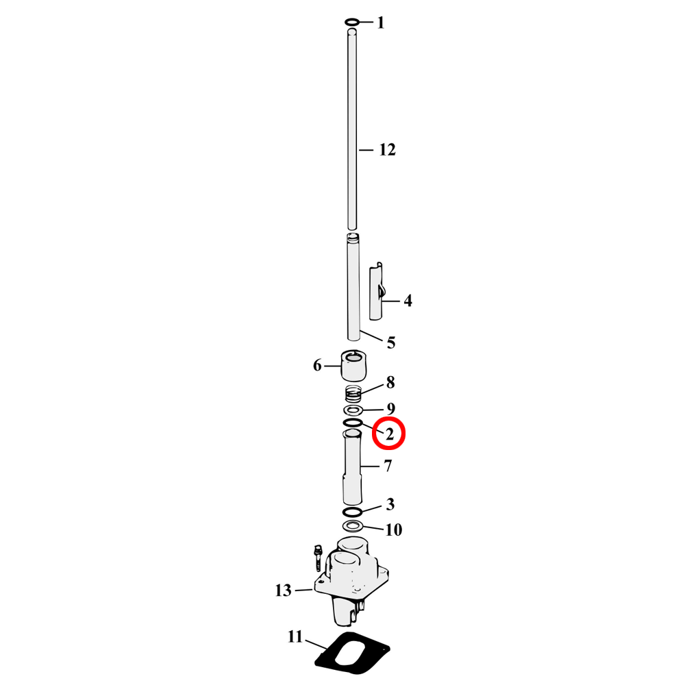 Duwstang Onderdelendiagram Exploded View voor Harley Evolution Big Twi