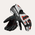 REV'IT! Quantum 3 Motorcycle Gloves White/Neon Red / S  - Customhoj