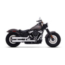 Rinehart 3.5" M8 Softail Slip-On Mufflers for Harley 18-24 FXBB / FXLR / FLSL / FXBR / FLFB (read note) / Chrome with black end caps