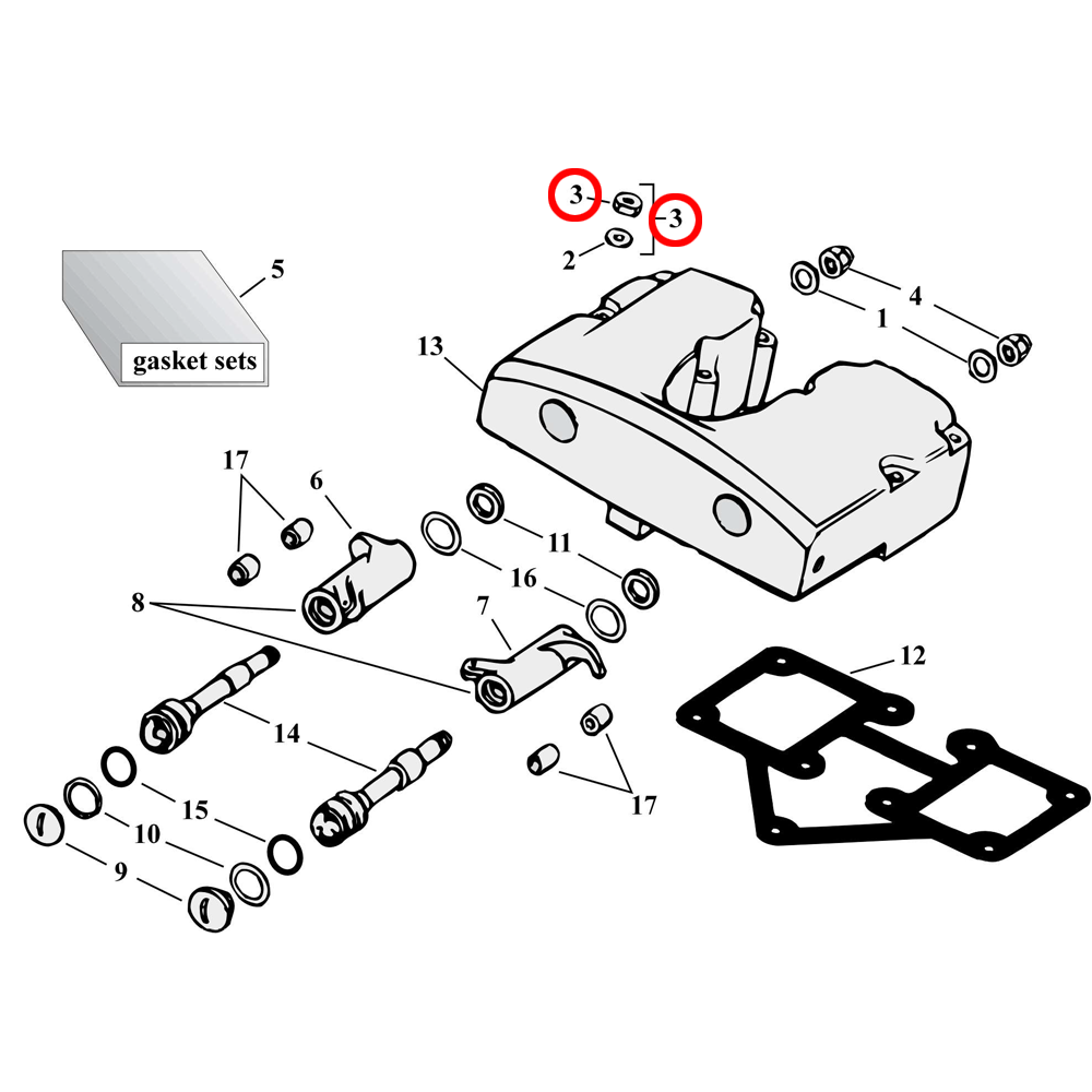 Tuimelschakelaar Onderdelen Diagram Exploded View voor Harley Shovelhe