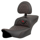 Saddlemen Roadsofa Extended Reach Honeycomb Seat for Harley 24-25 Touring Road Glide / Street Glide / Black / Red / Without heating / With backrest  - Customhoj