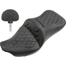 Saddlemen Roadsofa Extended Reach Lattice Stitch Seat for Harley 08-25 Touring (excl. 23-25 CVO; 24-25 Road Glide / Street Glide) / Black / Without heating / With backrest  - Customhoj