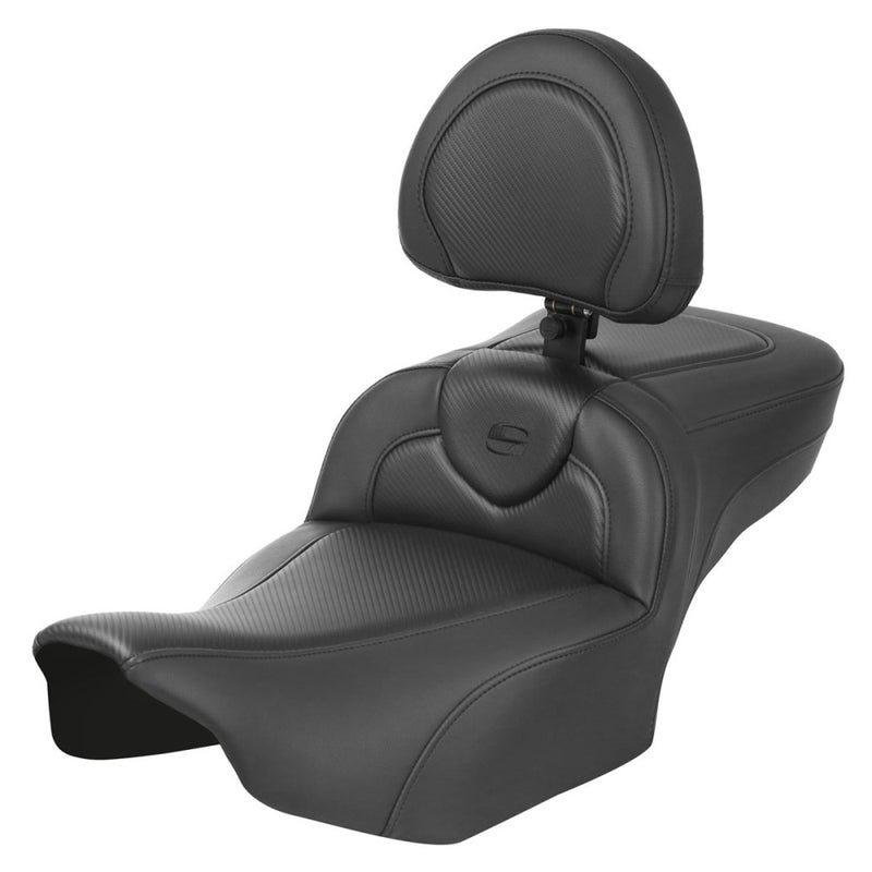 Saddlemen Roadsofa Extended Reach Plain Seat for Harley 24-25 Touring Road Glide / Street Glide / Carbon Fiber / Without heating / With backrest  - Customhoj