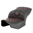 Saddlemen Roadsofa Lattice Stitch Seat for Harley 24-25 Touring Road Glide / Street Glide / Black / Orange / Without heating / Without backrest  - Customhoj