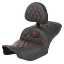 Saddlemen Roadsofa Lattice Stitch Seat for Harley 24-25 Touring Road Glide / Street Glide / Carbon Fiber / Red / Without heating / With backrest  - Customhoj