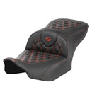 Saddlemen Roadsofa Lattice Stitch Seat for Harley 24-25 Touring Road Glide / Street Glide / Carbon Fiber / Red / Without heating / Without backrest  - Customhoj
