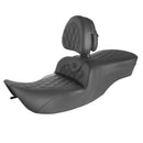 Saddlemen Roadsofa Lattice Stitch Seat for Harley 97-07 Touring Road King / Street Glide (excl. Road King Custom) / Black / Without heating / With backrest  - Customhoj