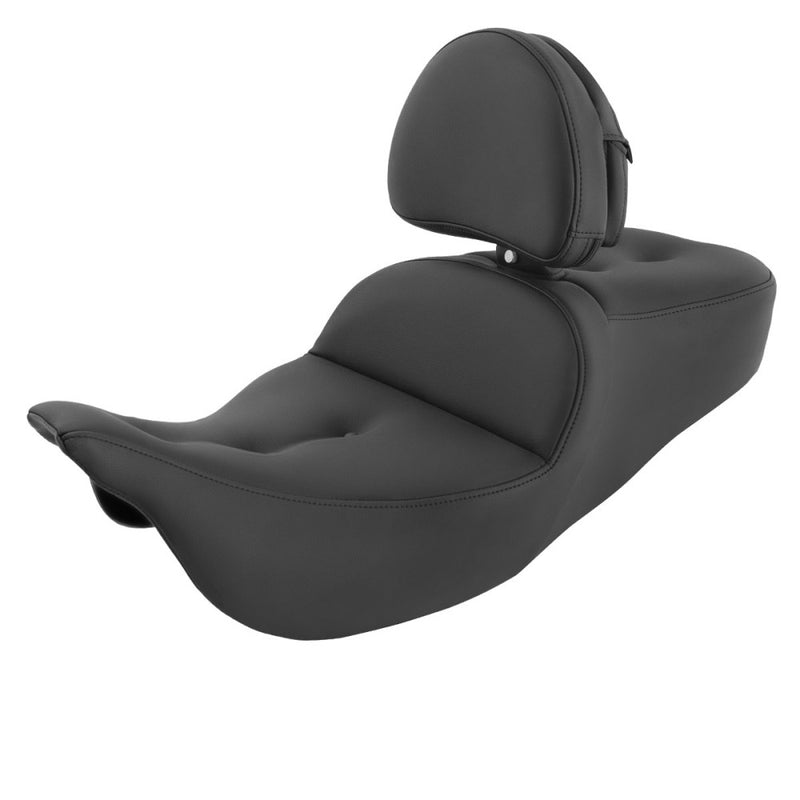 Saddlemen Roadsofa Pillow Top Seat for Harley 08-25 Touring (excl. 23-25 CVO; 24-25 Road Glide / Street Glide) / Black / Without heating / With backrest  - Customhoj