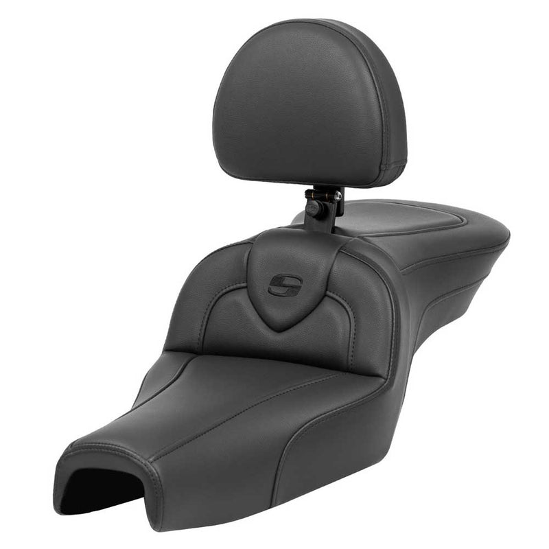 Saddlemen Roadsofa Plain Seat for Harley 04-22 XL Sportster (with 17 liter tank) / Black / Without heating / With backrest  - Customhoj