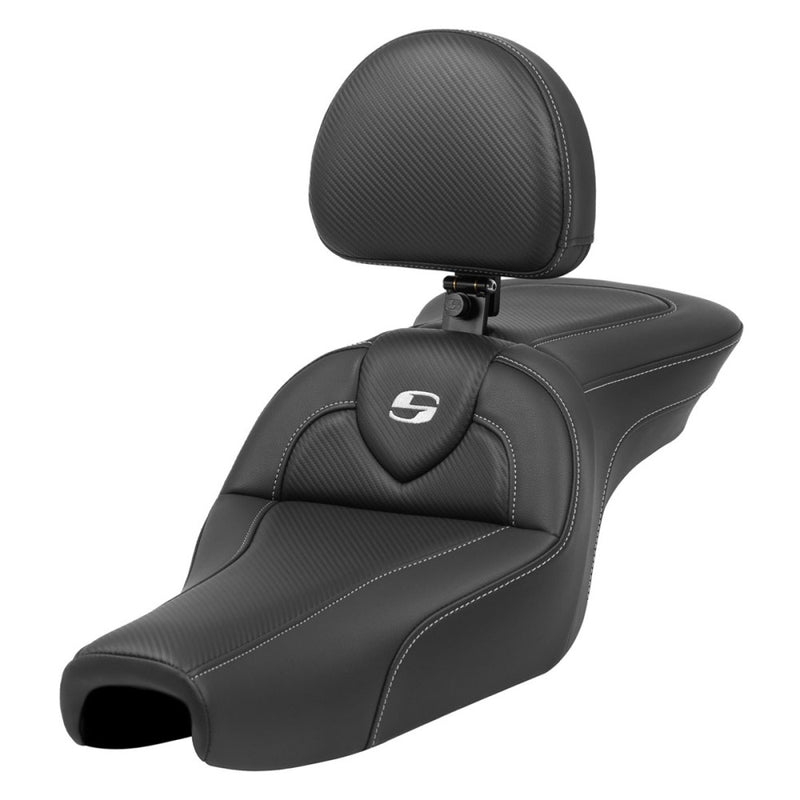 Saddlemen Roadsofa Plain Seat for Harley 04-22 XL Sportster (with 7.9 / 12.5 liter tank) / Carbon Fiber / Without heating / With backrest  - Customhoj