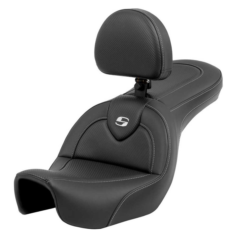 Saddlemen Roadsofa Plain Seat for Harley 06-17 Dyna / Carbon Fiber / Without heating / With backrest  - Customhoj