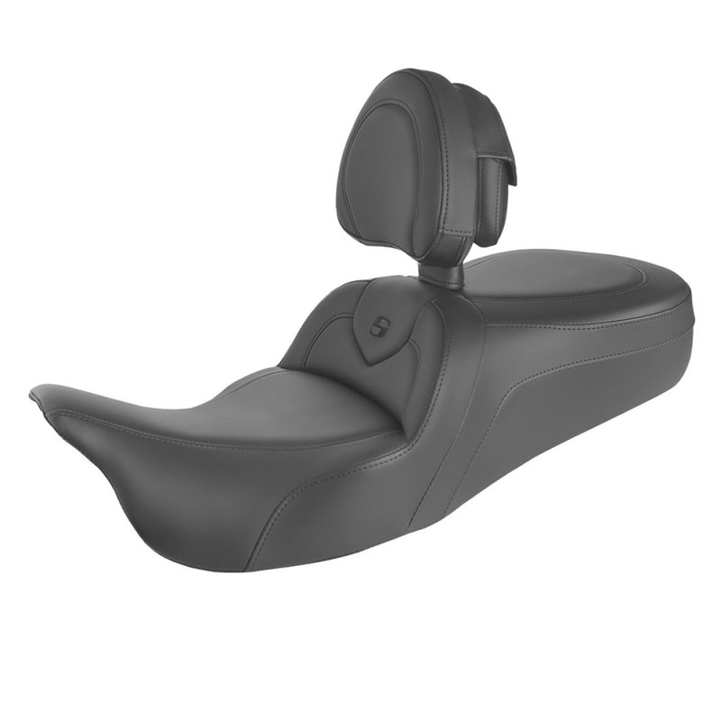 Saddlemen Roadsofa Plain Seat for Harley 08-25 Touring (excl. 23-25 CVO; 24-25 Road Glide / Street Glide) / Black / Without heating / With backrest  - Customhoj